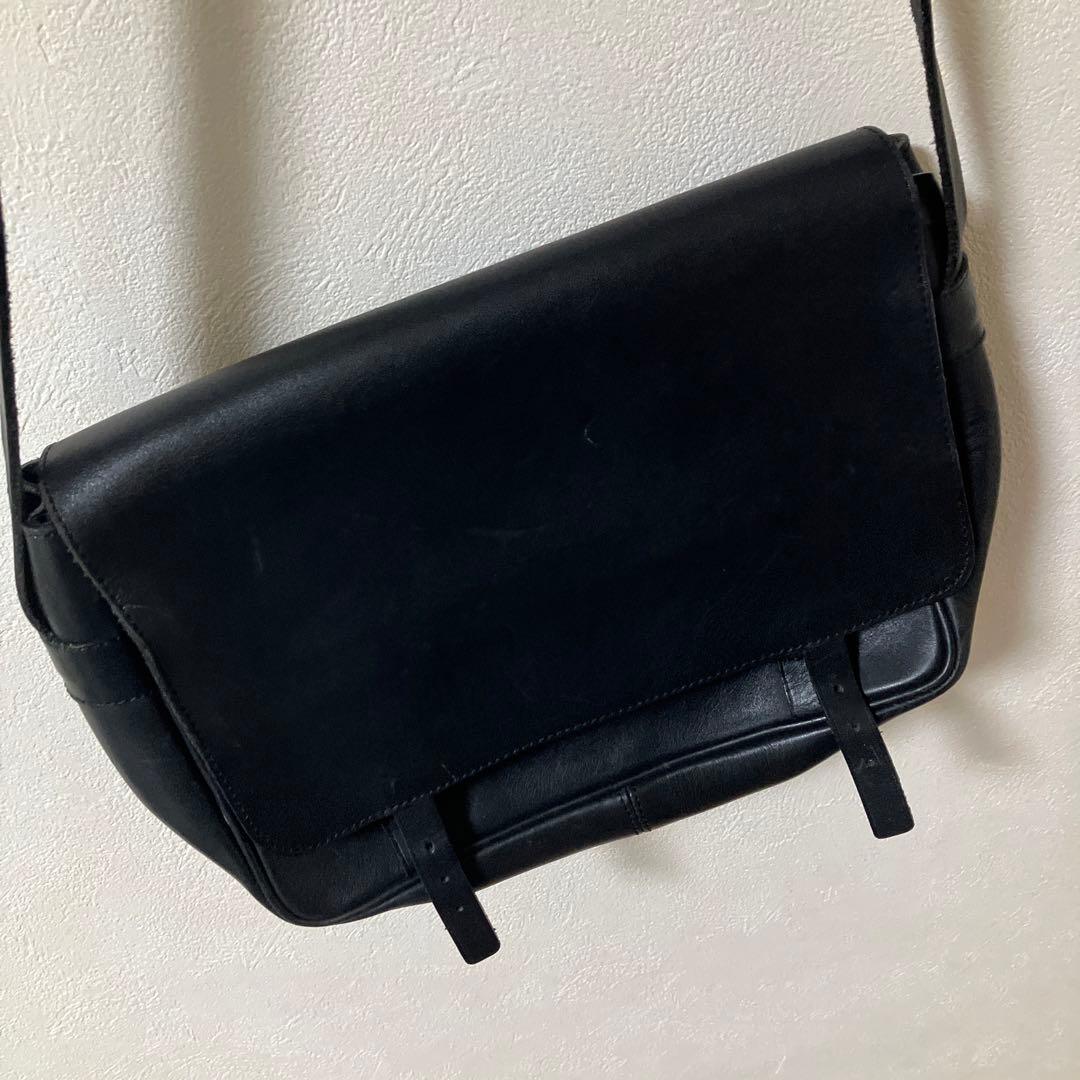 90s ヨウジヤマモト Y's ワイズ 黒 レザー ショルダーバッグ