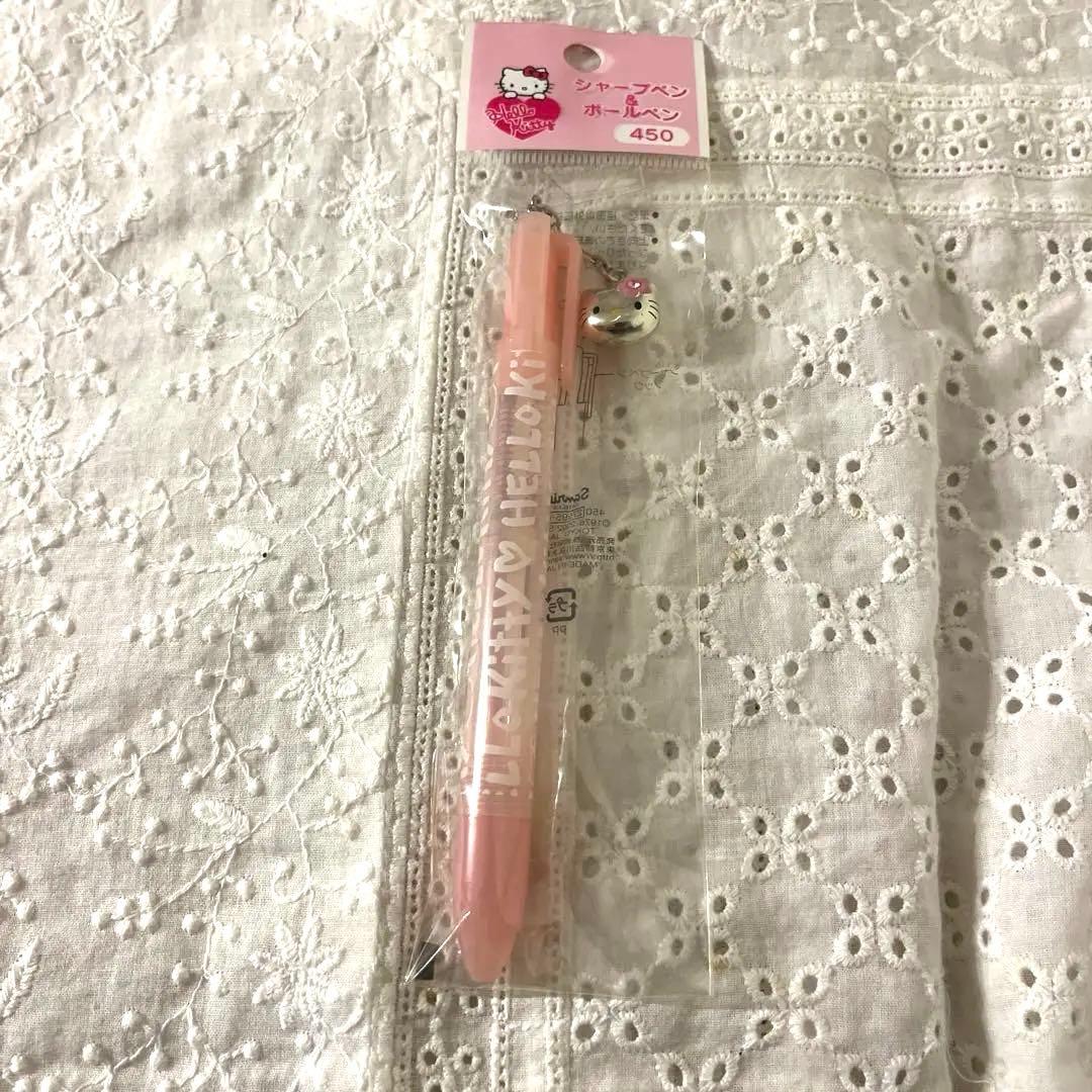 W仕様レア‼️レトロ‼️キティロゴデザインボールペン ＆シャープペン チャーム付き
