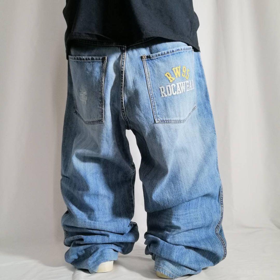 00s ROCAWEAR グランジデニム バギーパンツ 刺繍 W36 B系 古着 - メルカリ