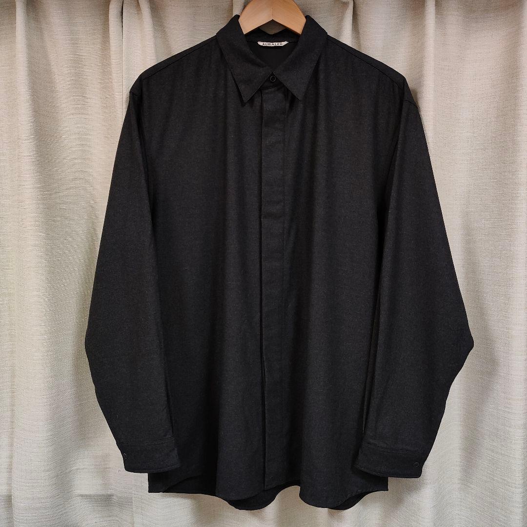 オーラリー ウールフリングフランネルクロスシャツ 4