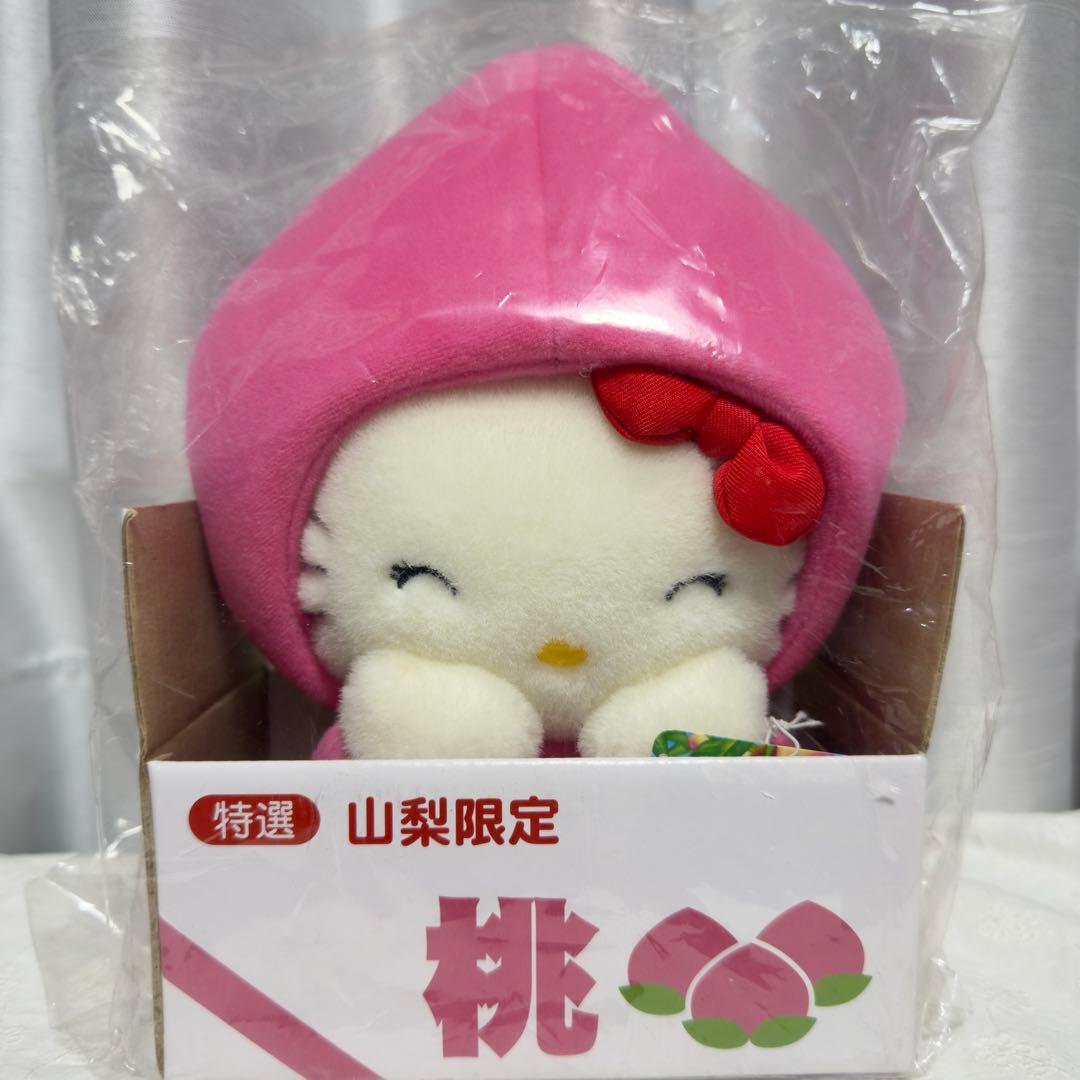 レアハローキティ 山梨 桃 マスコット 箱入り 着ぐるみ ぬいぐるみ