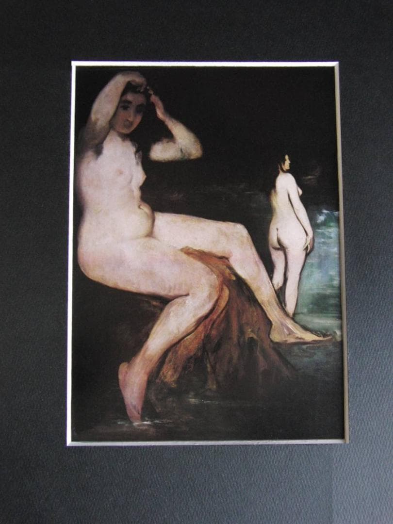 エドゥアール・マネ、【セーヌ川の二人の浴女】、希少な額装用画集より