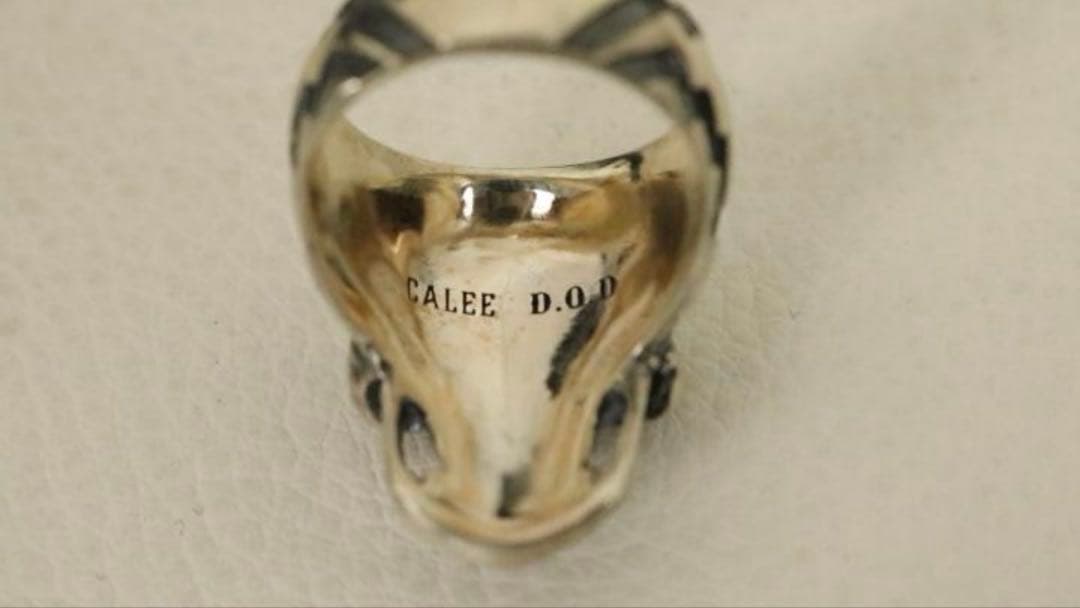 CALEE：DODコラボ ラッキースカルリング シルバー×オニキス 山田蓮