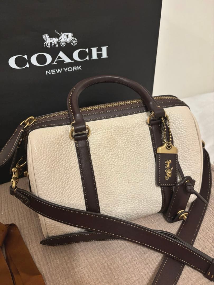 【COACH】ボストンバッグ アイボリーブラウン