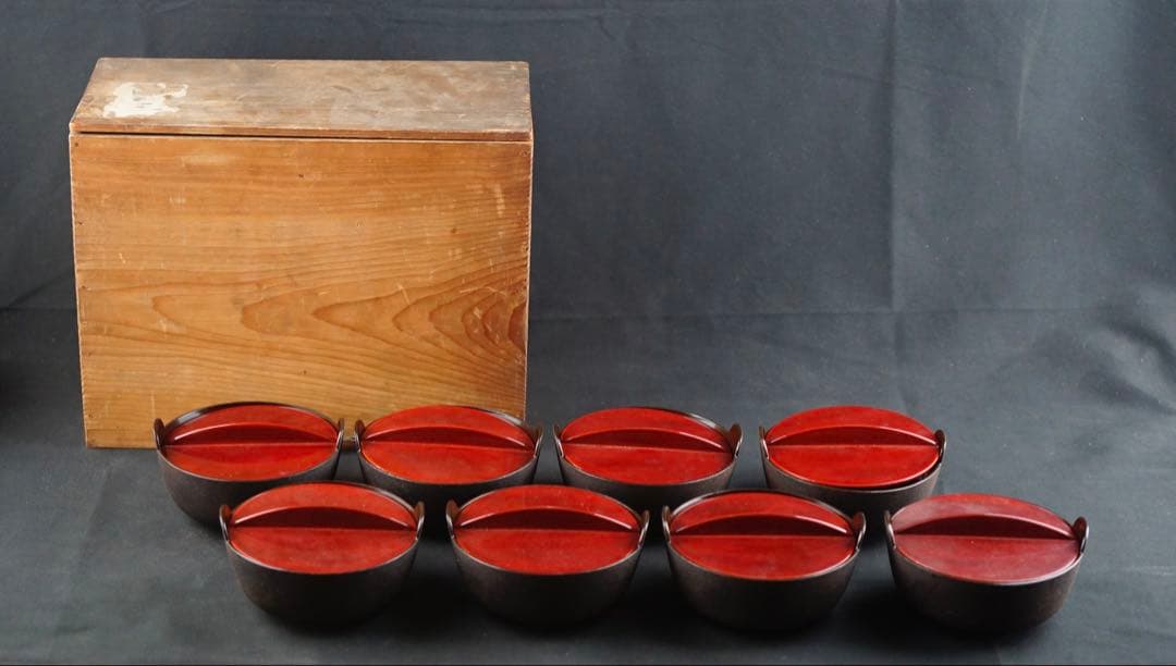 鍋形　吸物椀　8客　共箱