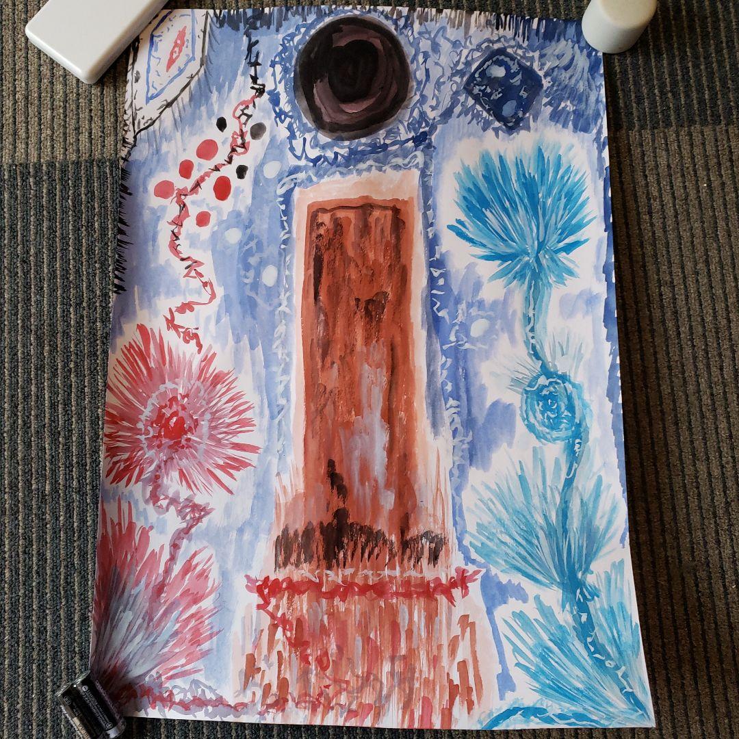 タイトル「きらめきの墓」抽象画