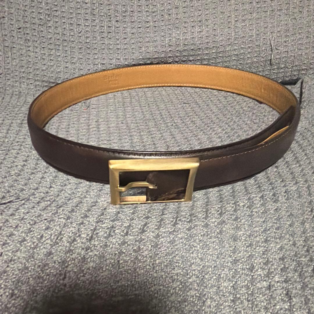 【訳あり】Berluti ダークブラウン レザーベルト