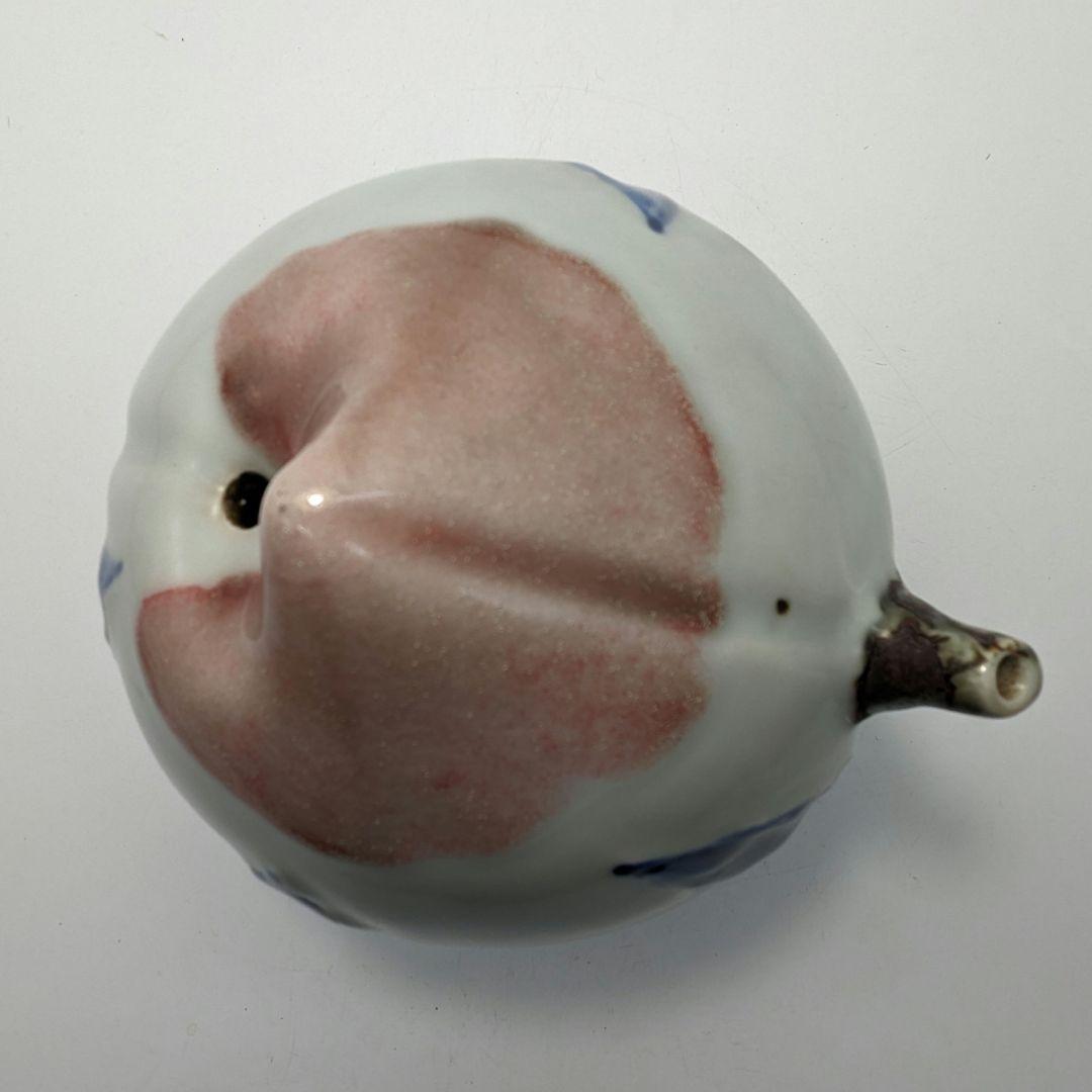 李朝 特大桃型水滴 辰砂青華彩 高麗白磁 染付 李氏朝鮮 書道具 水差 水