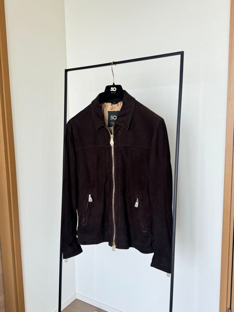 チンクワンタ ゴートスエード　襟付きシングルライダース　ダークブラウン　H503 楽天市場】【ポイント10倍】チンクワンタ CINQUANTA ／【国内正規品