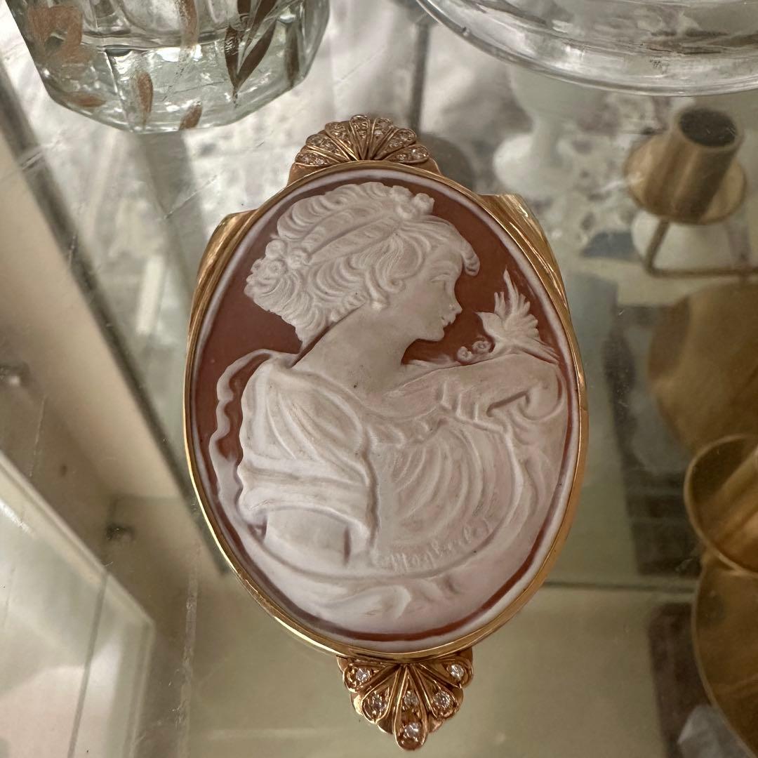 カメオブローチ　18K ダイヤ　刻印あり 楽天市場】ファッション誌掲載のカメオ ブローチ ネックレス シェル