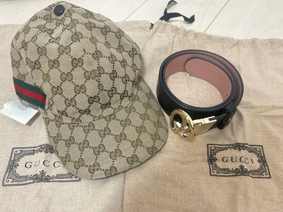 Gucci GGパターン ベースボールキャップベルトセット GGキャンバス ベースボールキャップ ・ピンク | GUCCI公式