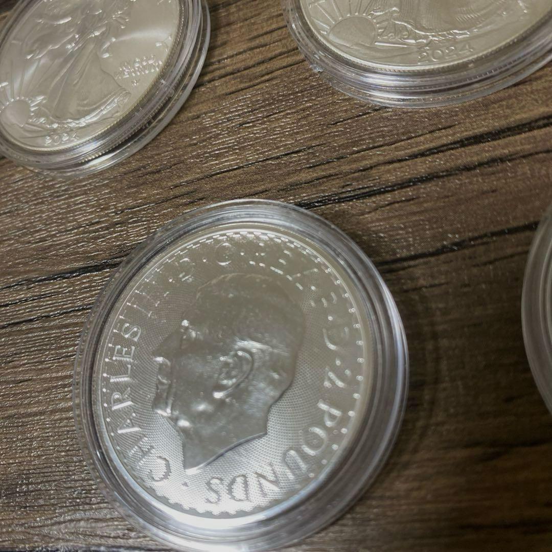 純銀1オンス 2024年 アメリカイーグル3枚 イギリスブリタニア2枚 計5枚