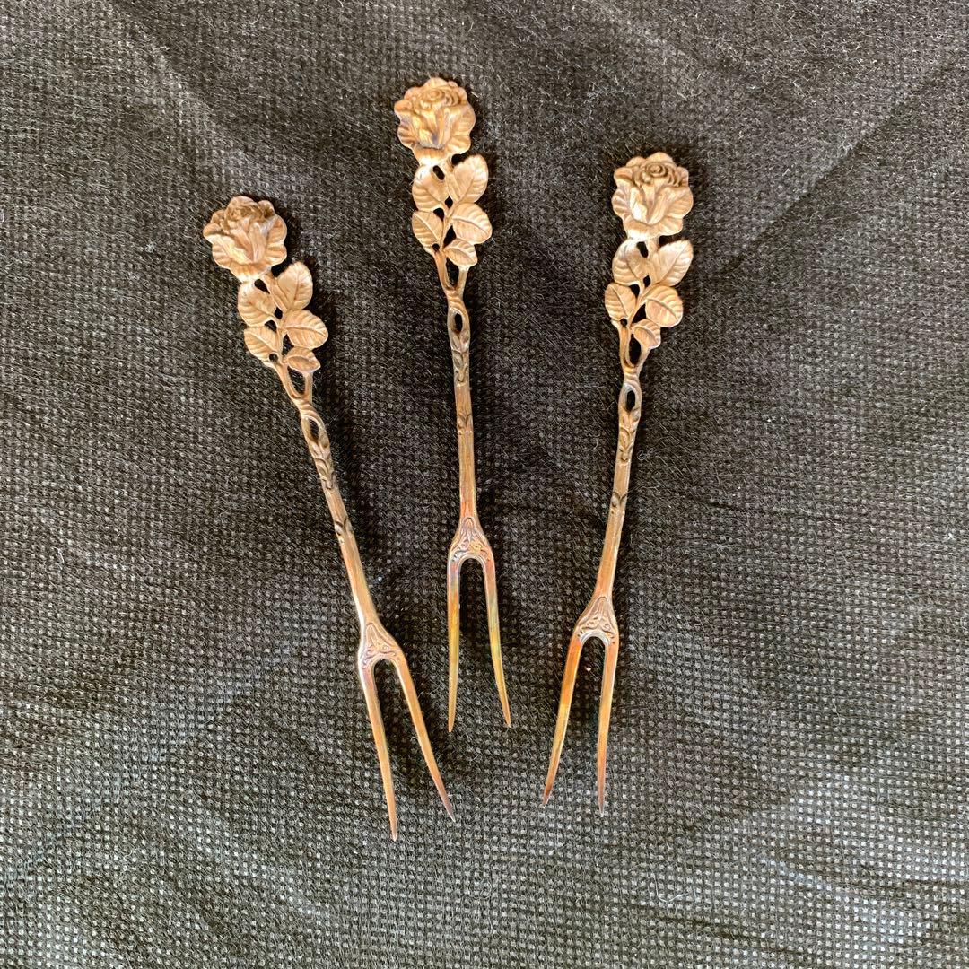 925 バラデザイン フォーク 3本セットシルバー925