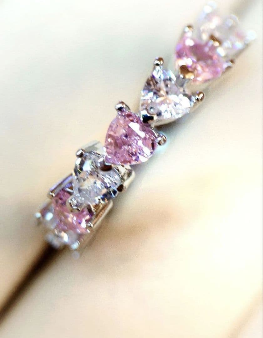 2351 高級 sona ダイヤモンド フルエタニティ リング ピンク ハート