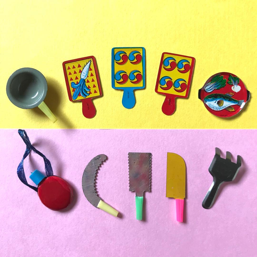 昭和レトロ グリコおまけ ミニチュア道具 10点おまとめセット ピンク