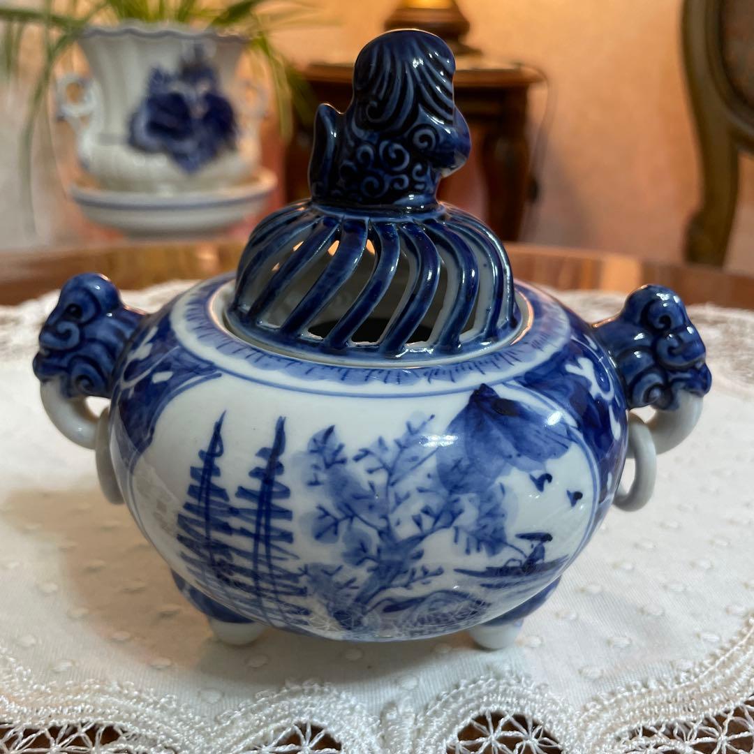 九谷焼 直作 染付間取山水 香炉 未使用 - メルカリ