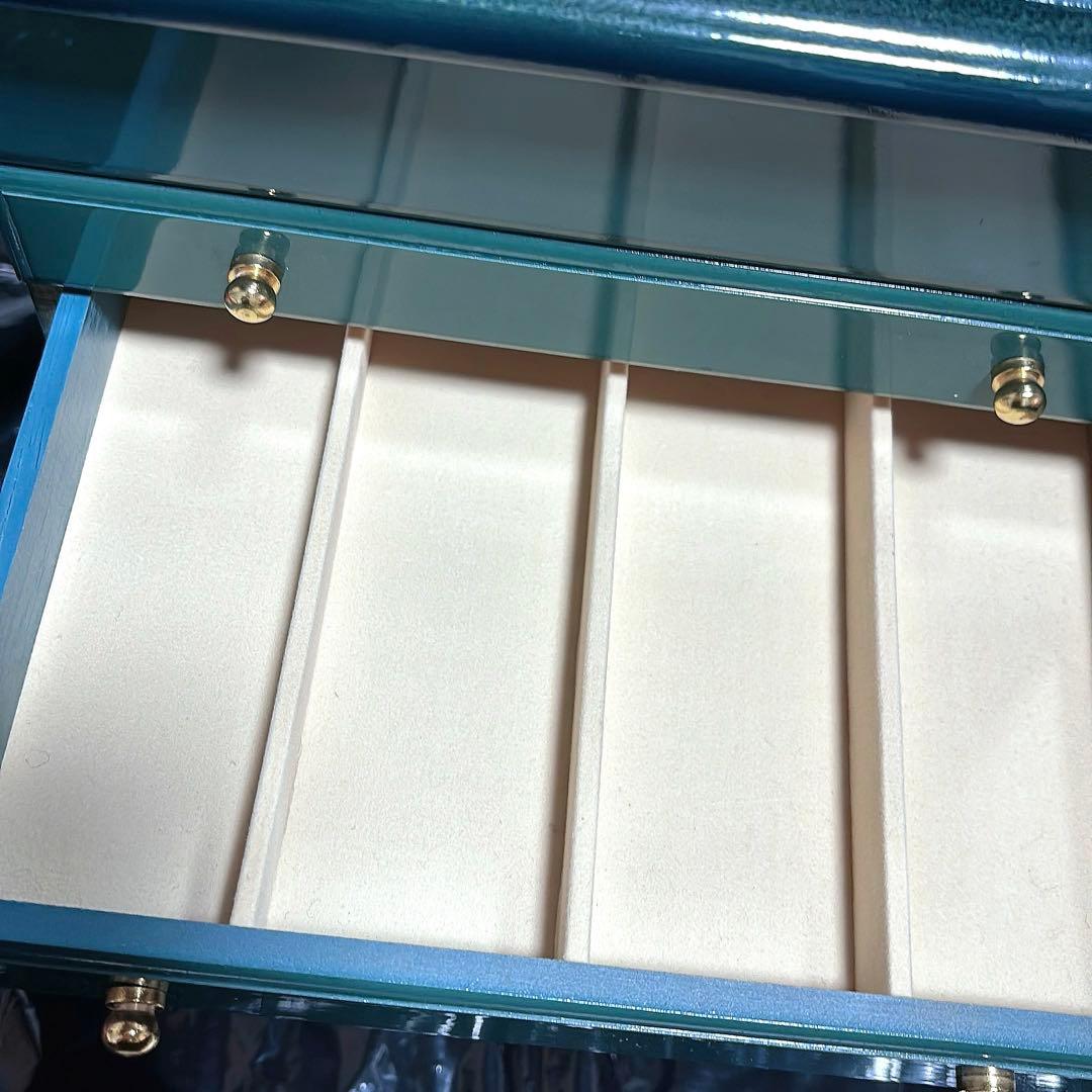 ティール色の花柄象嵌細工小物入れ アンティーク イタリア製