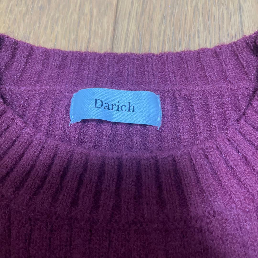 Darich ダーリッチ DRビジューボリュームリブニットトップス BRD 赤