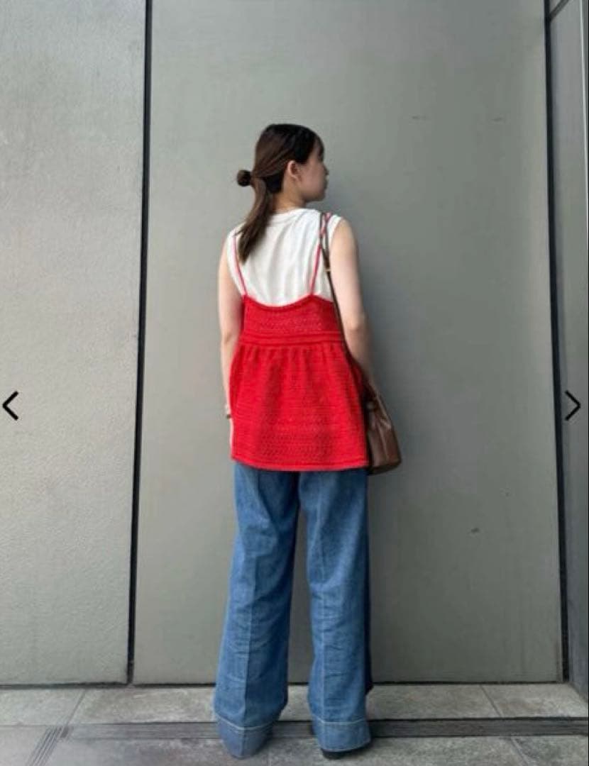 ミラオーウェン 【ウォッシャブル】クロシェニットキャミ×ノースリ