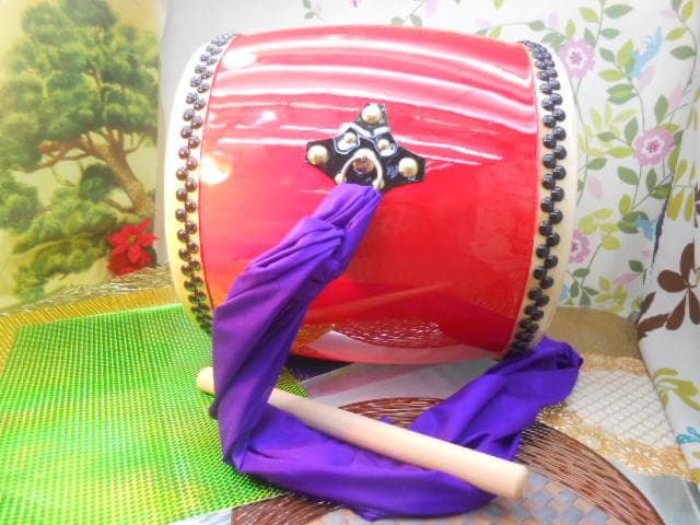 限定(送料無料)37.700円3mサージ/モス布付エイサー大太鼓44cm　撥付き