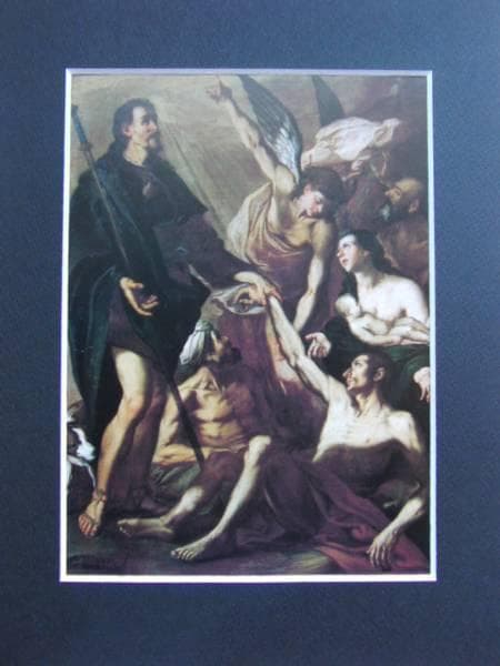 ミゲール・マルチ、ペスト患者を救済する聖ロケ、新品額装付、画集画、状態良好