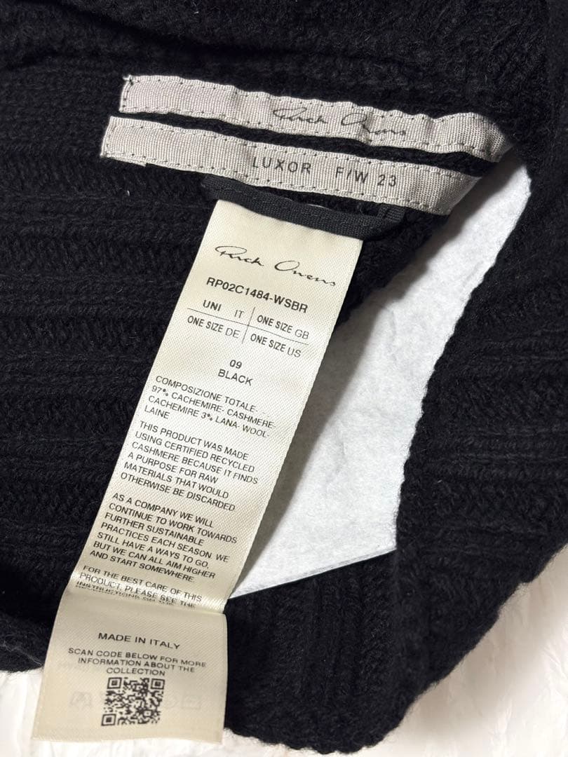 新品《 Rick Owens 》カシミヤ Tube Scarf ネックウォーマー