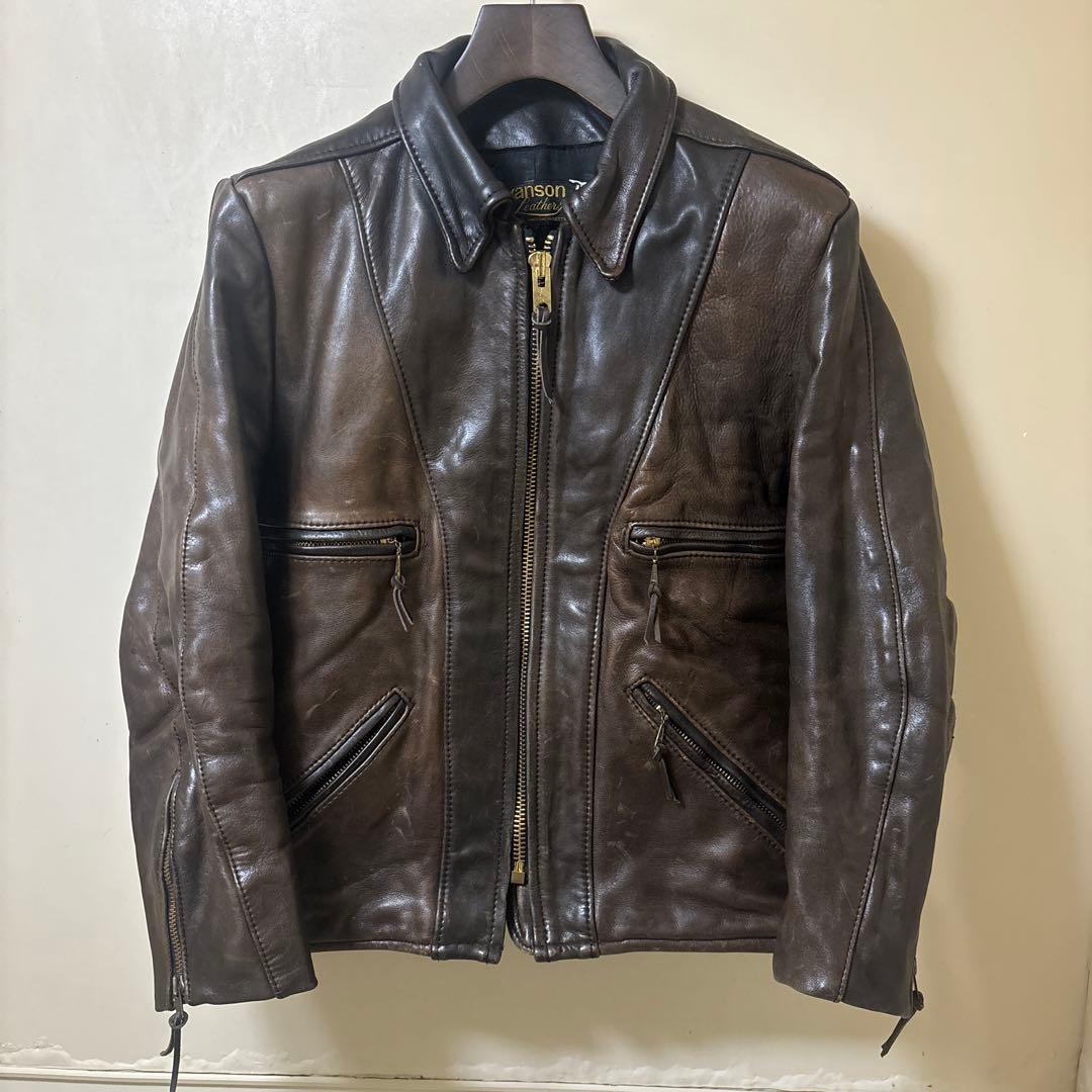 vanson ブラウンレザー シングルライダースジャケット バンソン VANSON レザージャケット メンズ レディース シングル