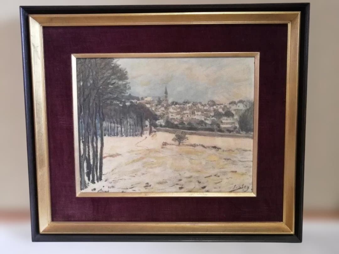 アルフレッド・シスレー「マルリー・ル・ロワの雪」油彩画プリント