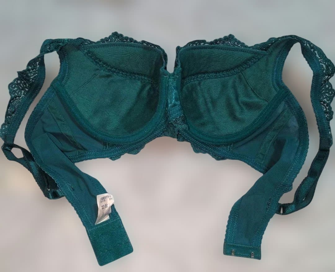 スタディオファイブ 緑 花柄刺繍ブラ・Tバック・ガーターベルト3点