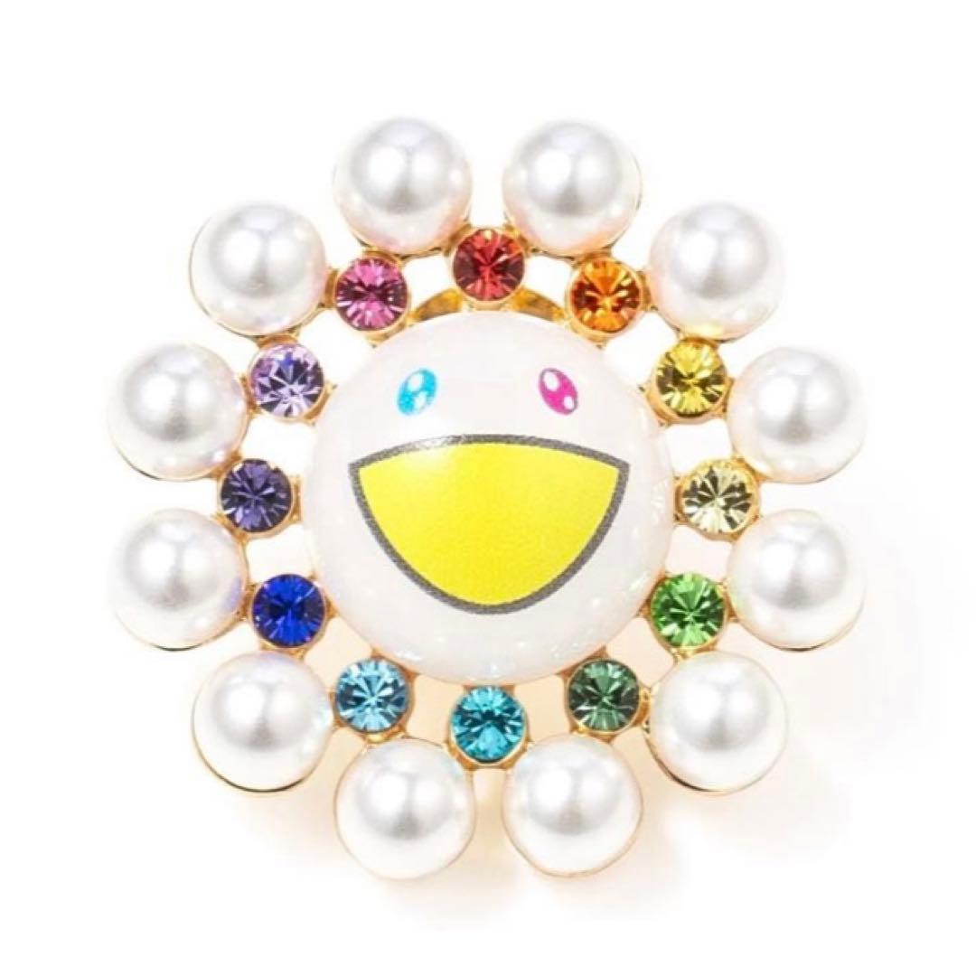 カイカイキキ 村上隆 パールフラワーピンズ ホワイト ピンバッジ