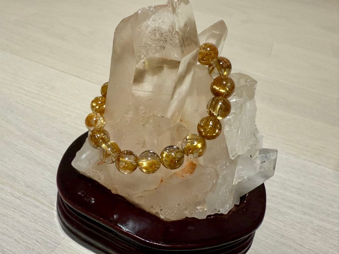 極上タイチンルチルクォーツ　10mm 鑑別書あり