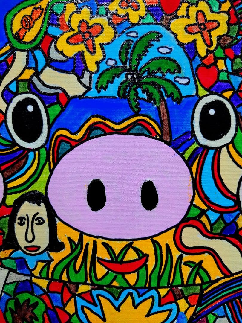 F6号】ジミー大西【Pig】手描き作品/表裏サイン/油彩/アクリル/絵画