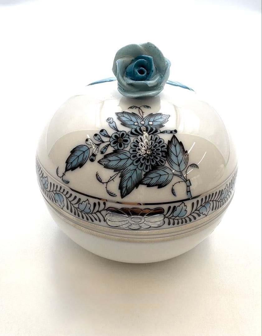 未使用保管品　HEREND ヘレンド　アポニーターコイズプラチナ ボンボニエール 未使用保管品 HEREND ヘレンド アポニーターコイズプラチナ ボンボ