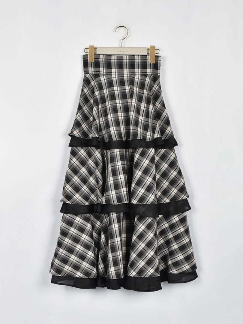 An MILLE シフォンレイヤードフリルスカート　チェック