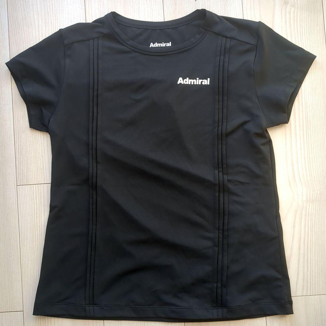 Admiral ブラック テニスシャツ レディースMサイズ