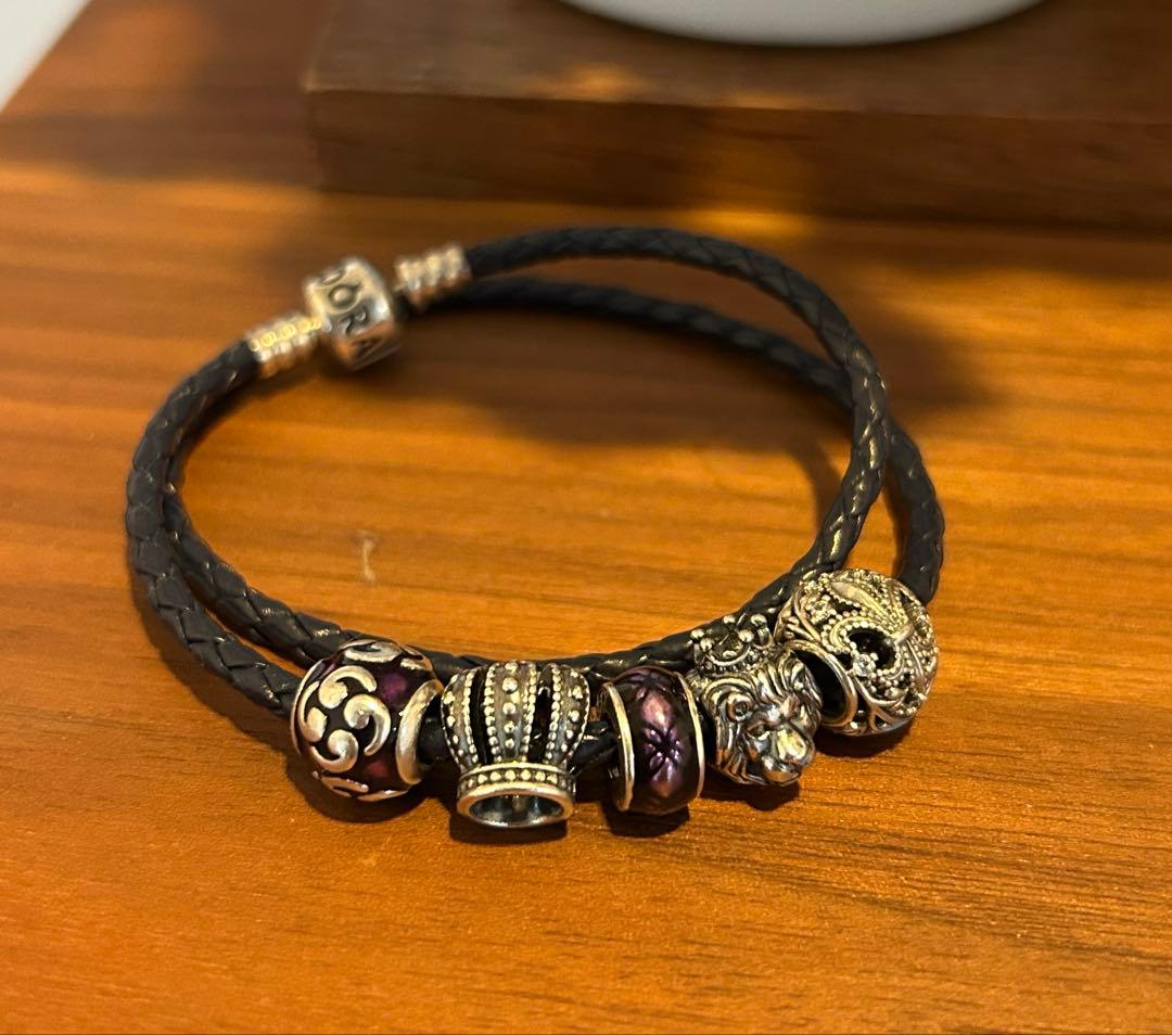 PANDORA レザーブレスレット チャームセット
