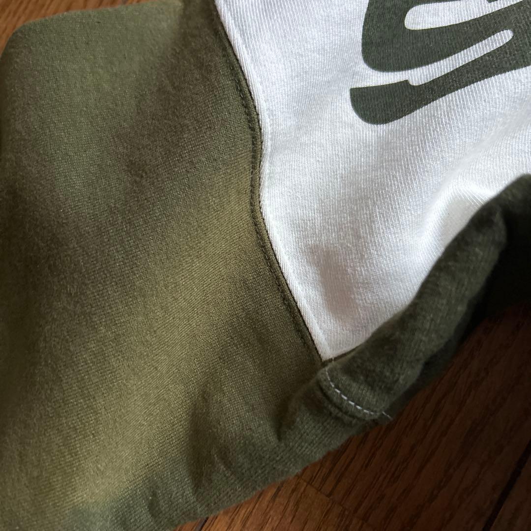 Supreme フード付きパーカー オリーブ/ホワイト - メルカリ