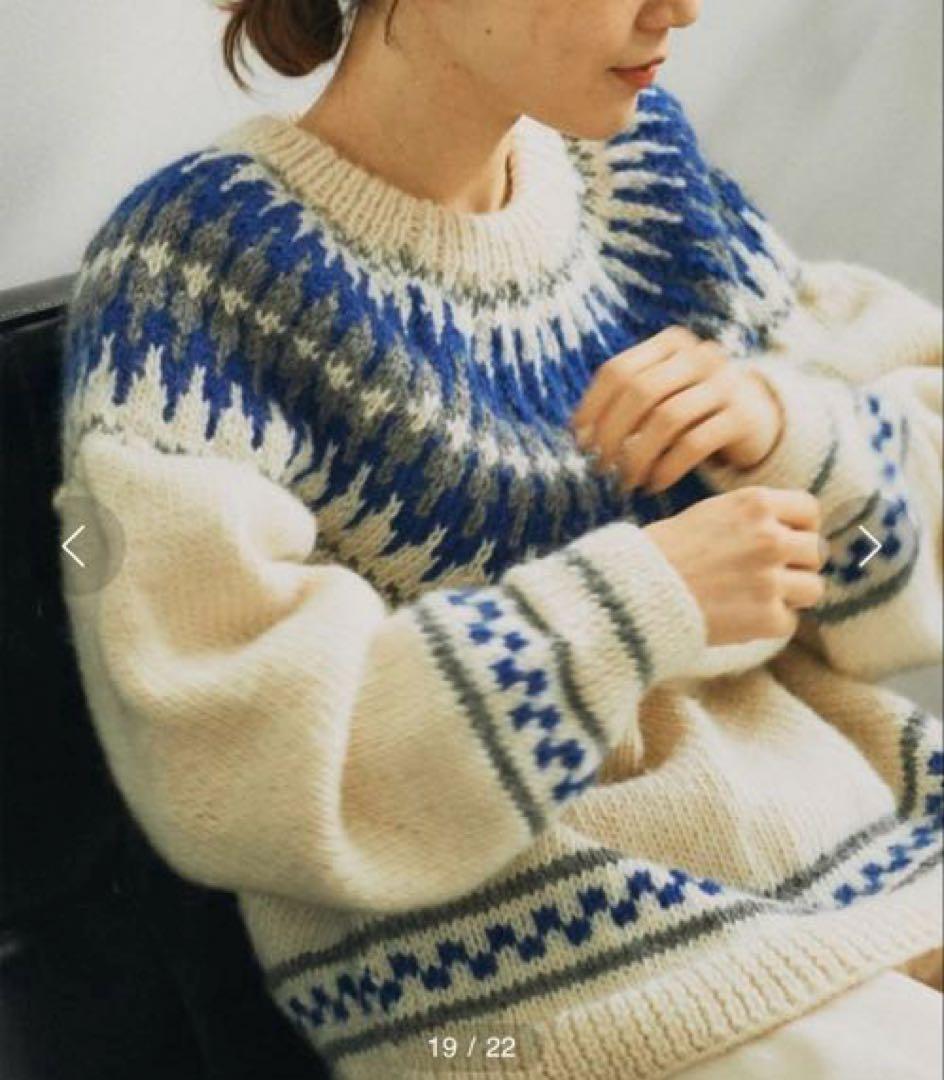 PAR ICI ネパール手編み 求心ジャカードポップコーンプルオーバー