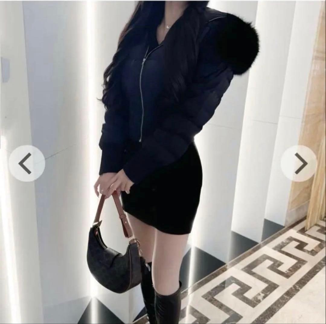 スリムウエストショートダウン ブラック