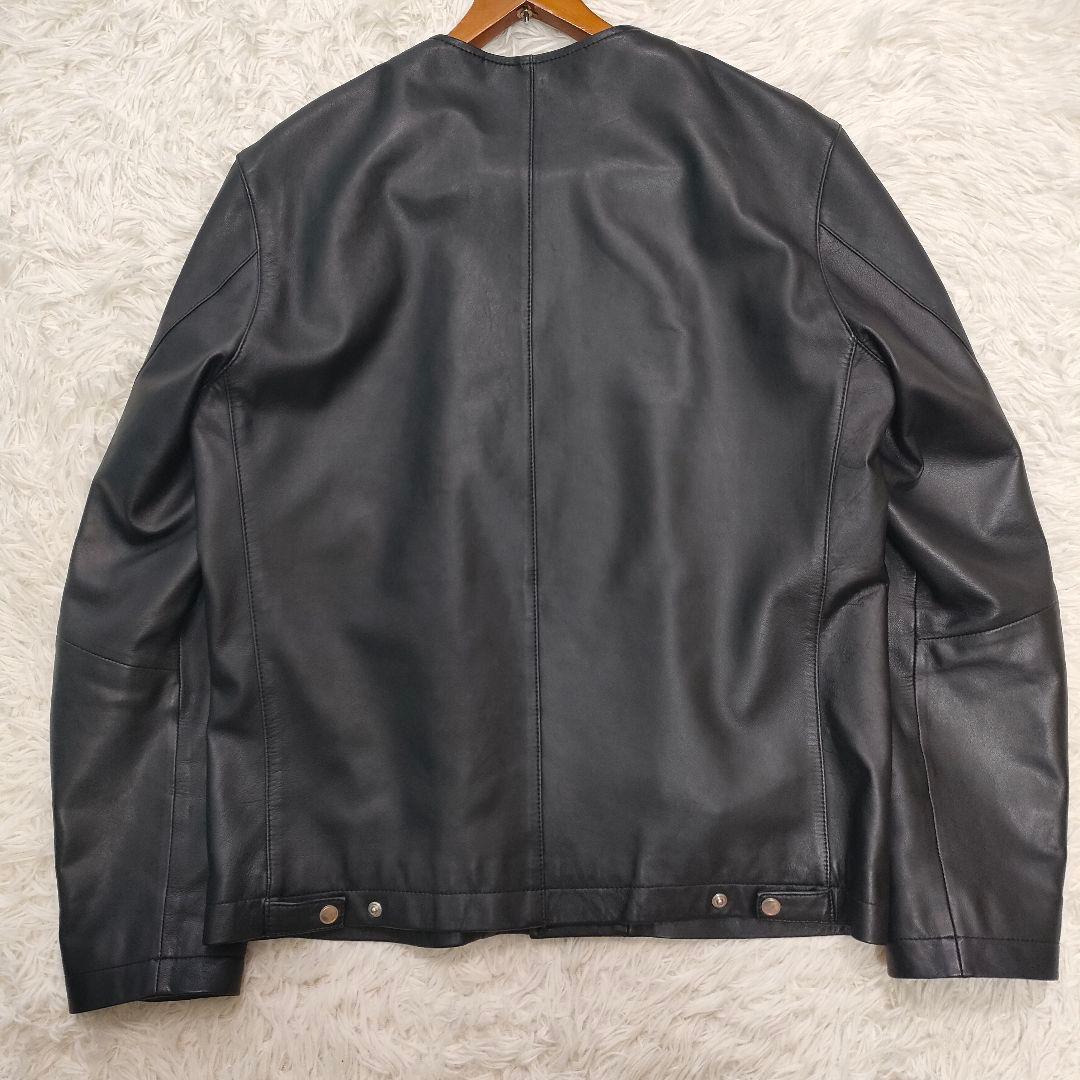 希少L/羊革】エディフィス レザージャケット ノーカラー シープスキン