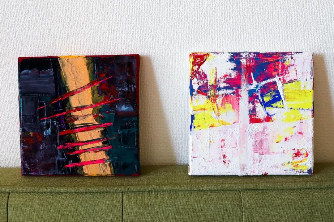 二枚組アクリル抽象画「自傷と降臨」｜現代アート・一点もの原画 抽象画 原画 現代アート F12号 | yk3art.official