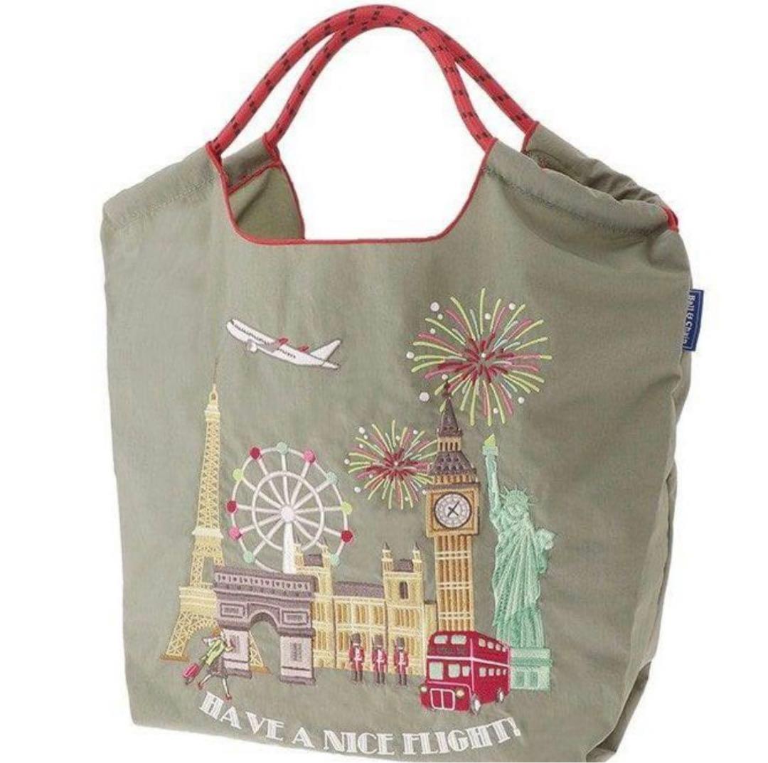 【正規品】JAL mall限定JAL ボールアンドチェーン　エコバッグMグレー