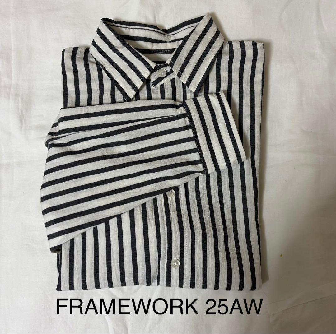 FRAMEWORK WEB限定コットンストライプレギュラーカラーシャツ