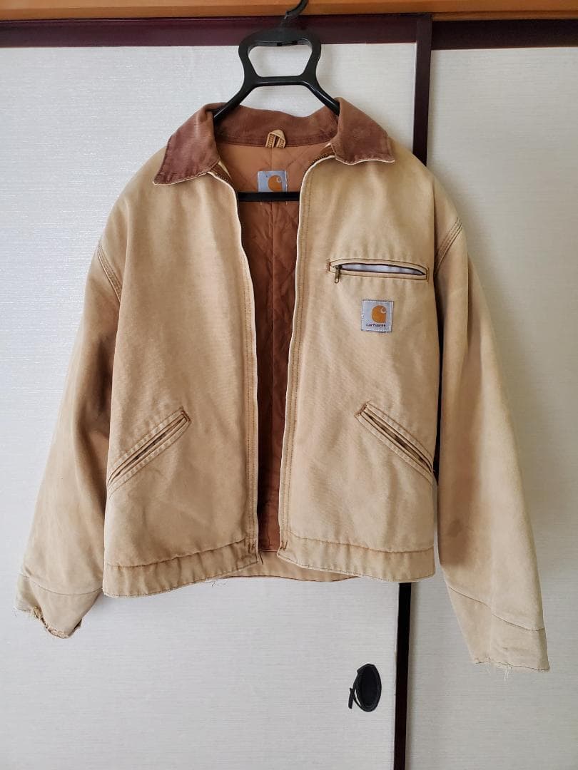 Carhartt ベージュ デトロイトジャケット　グッドフェードボロ