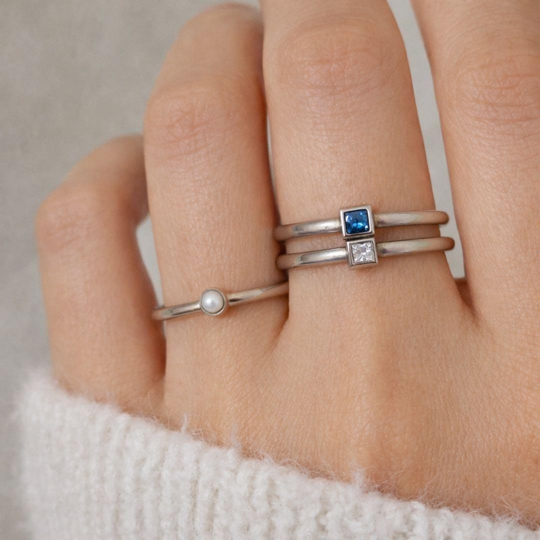 美品 アガット パールシルバーリング 9号 重ね付け - メルカリ