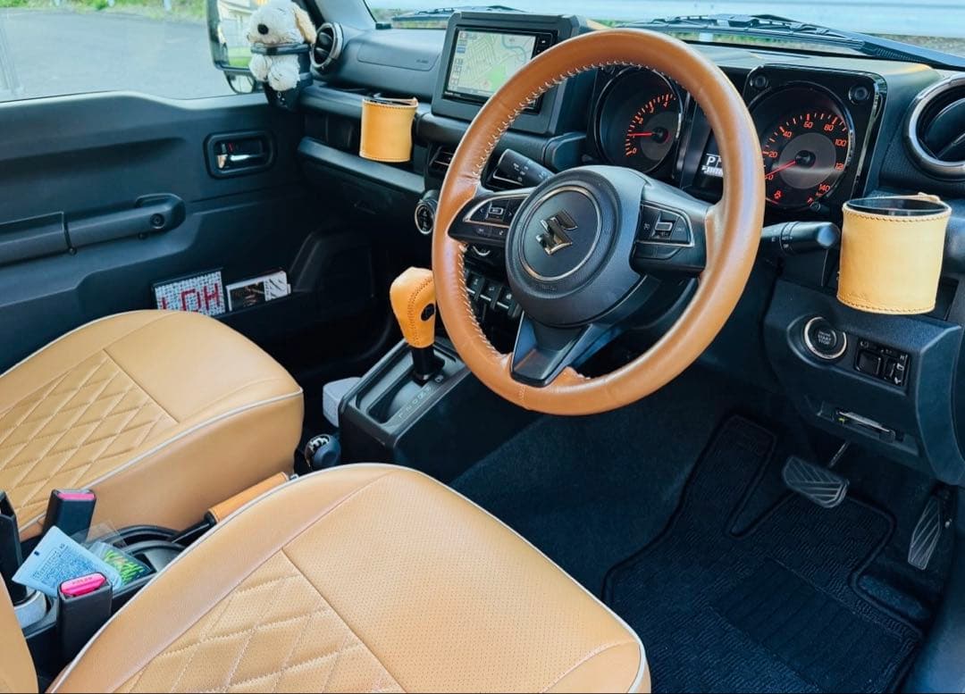 ジムニー　キャメルシートカバー　ドリンクホルダー　他　キャメルセット　JB64