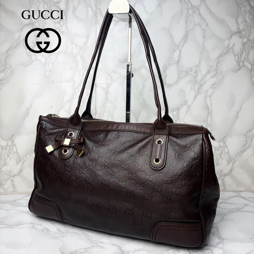 071 美品 GUCCI プリンシー トートバッグ ハンドバッグ レザー ch5