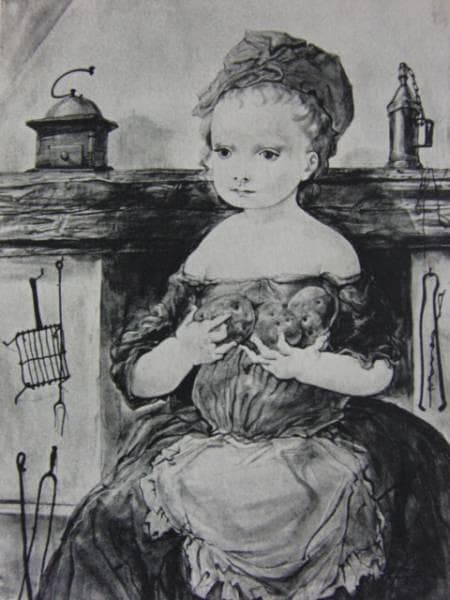 藤田嗣治　馬鈴薯を持つ少女　画集より　状態良好