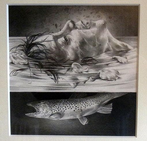 建石修志　鉛筆画　1点もの　画集にも採録　額装　箱入り　青木画廊購入