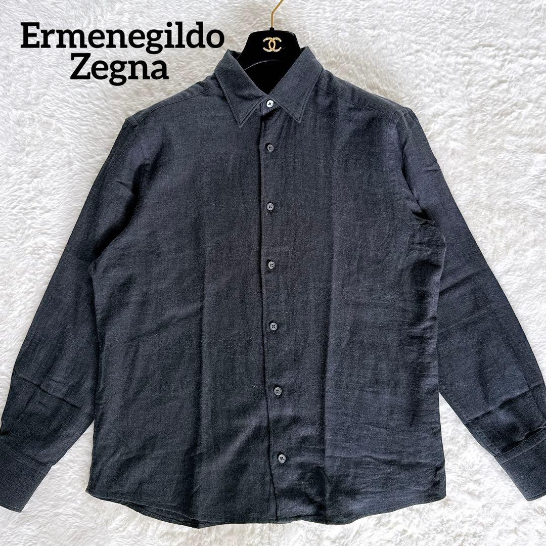【Ermenegildo Zegna】長袖シャツ コットンカシミヤ混 グレー M